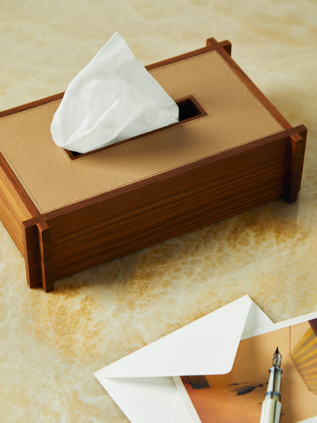 Giobagnara - Structura Leather and Wood Tissue Holder -  - ABASK