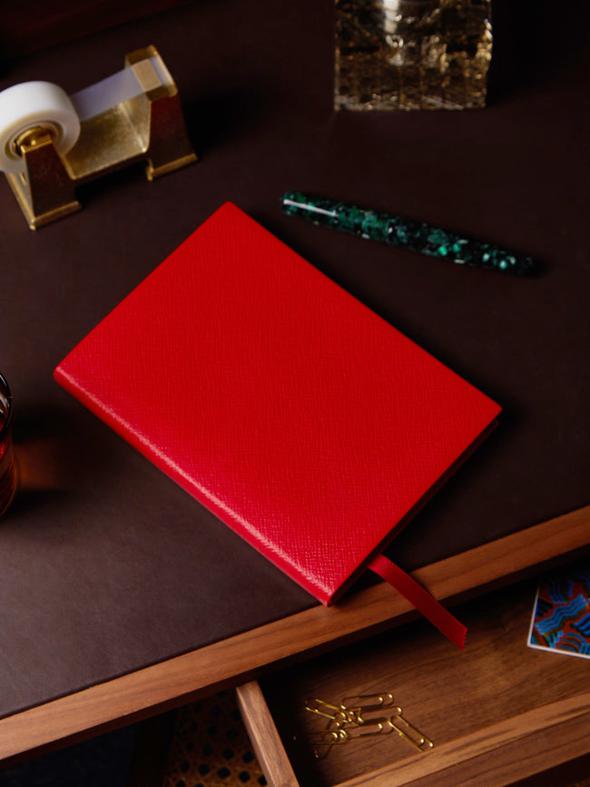 SMYTHSON 'Make It Happen' Leather Notebook Red