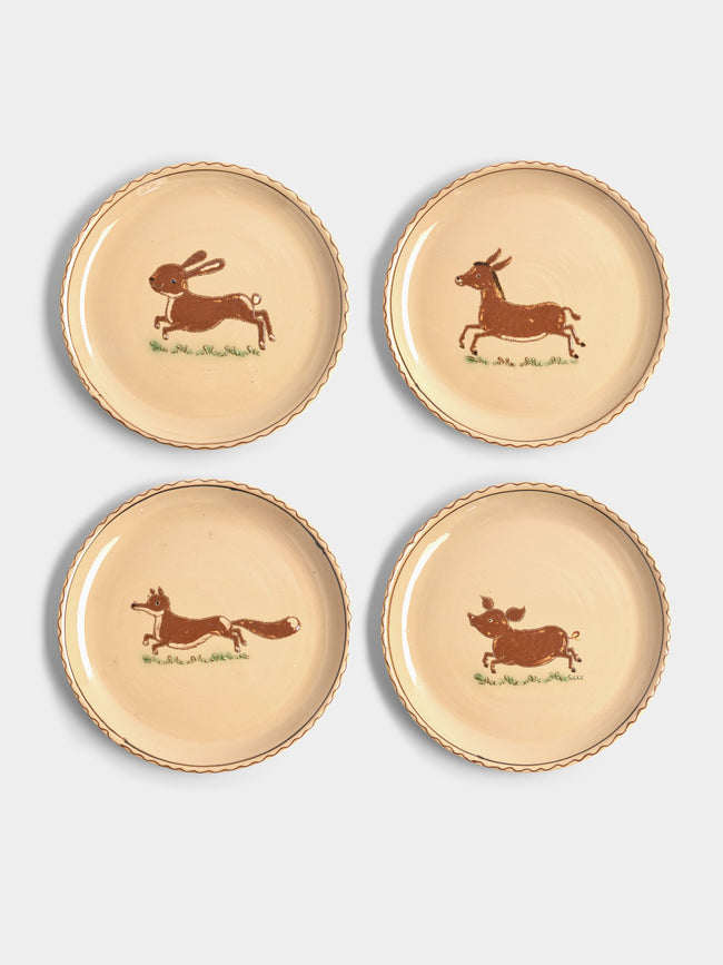 Poterie d’Évires - Animals Hand-Painted Ceramic Dinner Plates (Set of 4) -  - ABASK - 