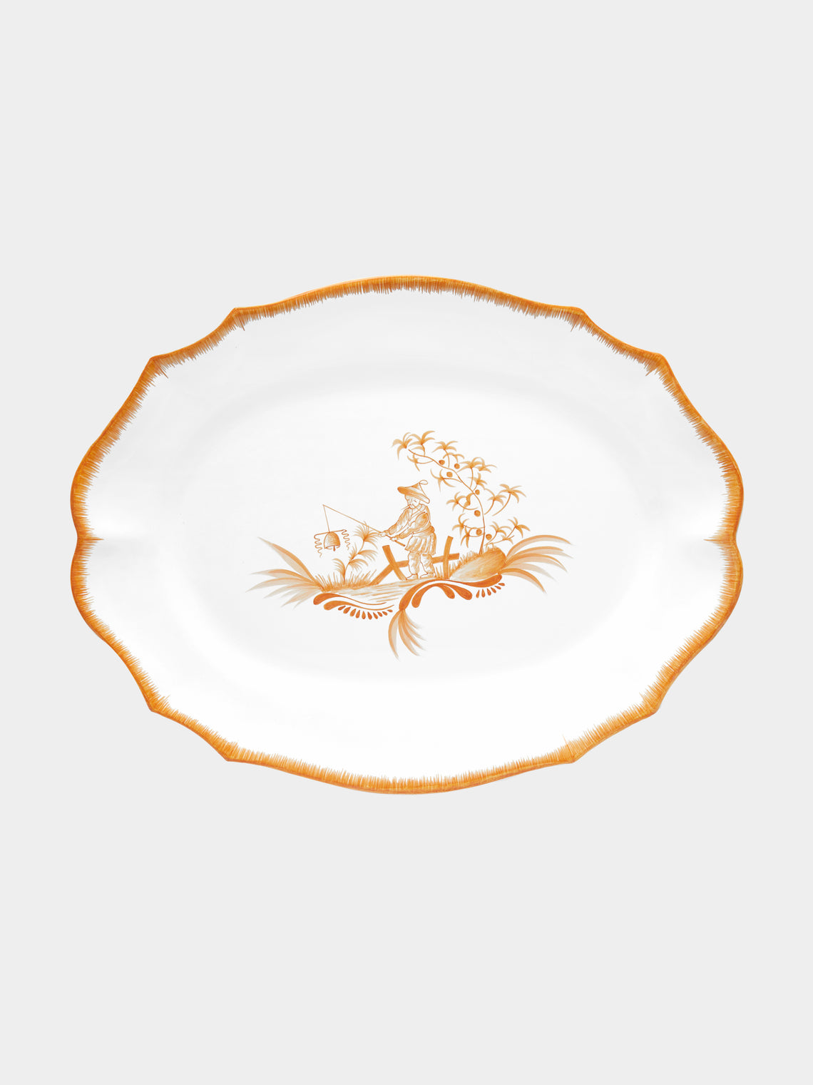 Bourg Joly Malicorne - Chinoiserie Hand-Painted Ceramic Large Serving Dish -  - ABASK - 