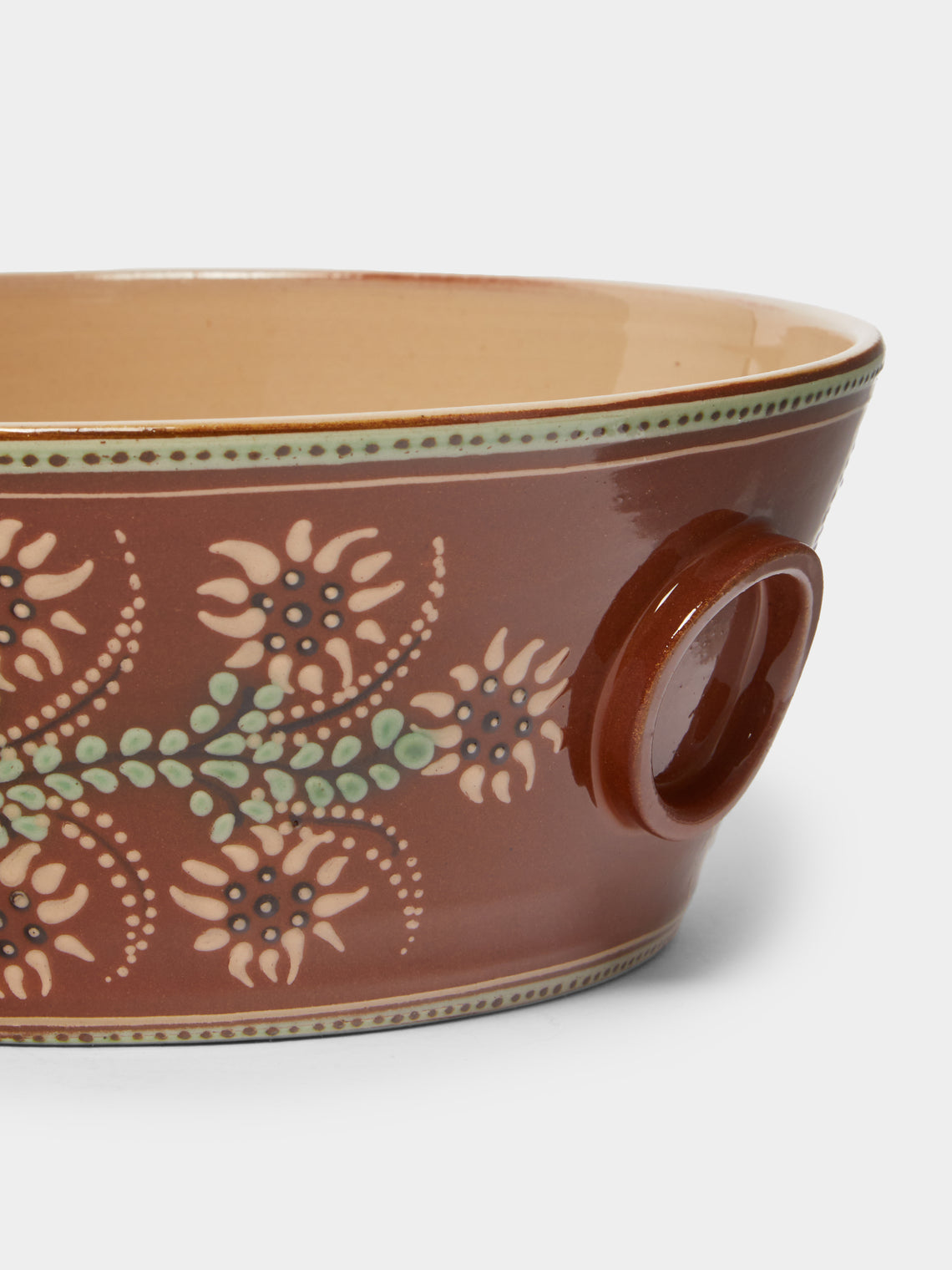 Poterie d’Évires - Flowers Hand-Painted Ceramic Large Handled Serving Bowl -  - ABASK