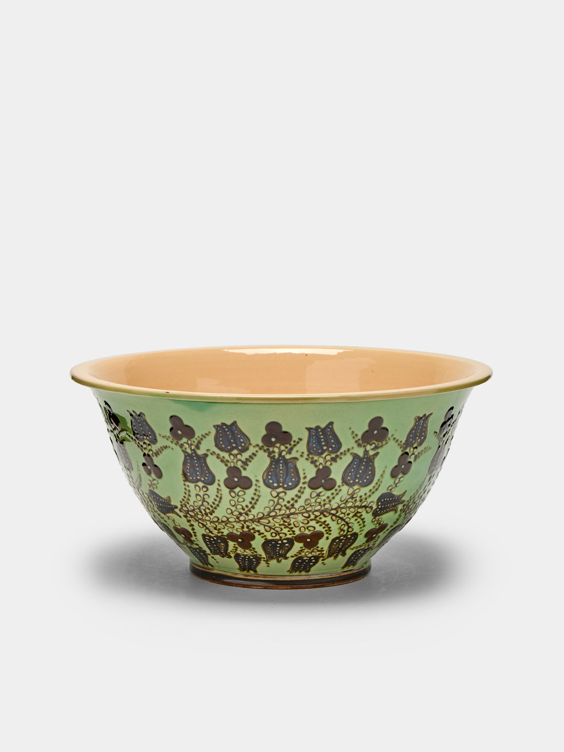 Poterie d’Évires - Flowers Hand-Painted Ceramic Large Salad Bowl -  - ABASK - 