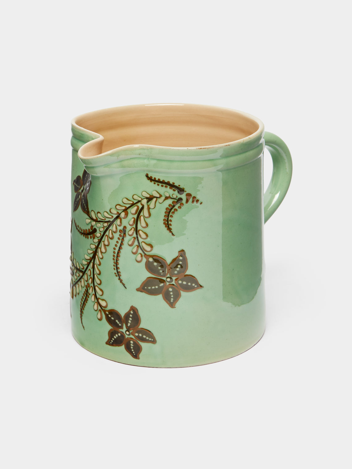 Poterie d’Évires - Flowers Hand-Painted Ceramic Straight-Edge Jug -  - ABASK - 