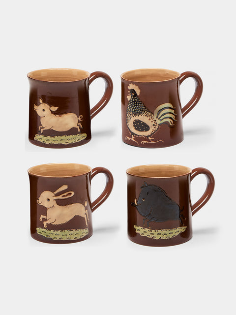 Poterie d’Évires - Animals Hand-Painted Ceramic Mugs (Set of 4) -  - ABASK - 