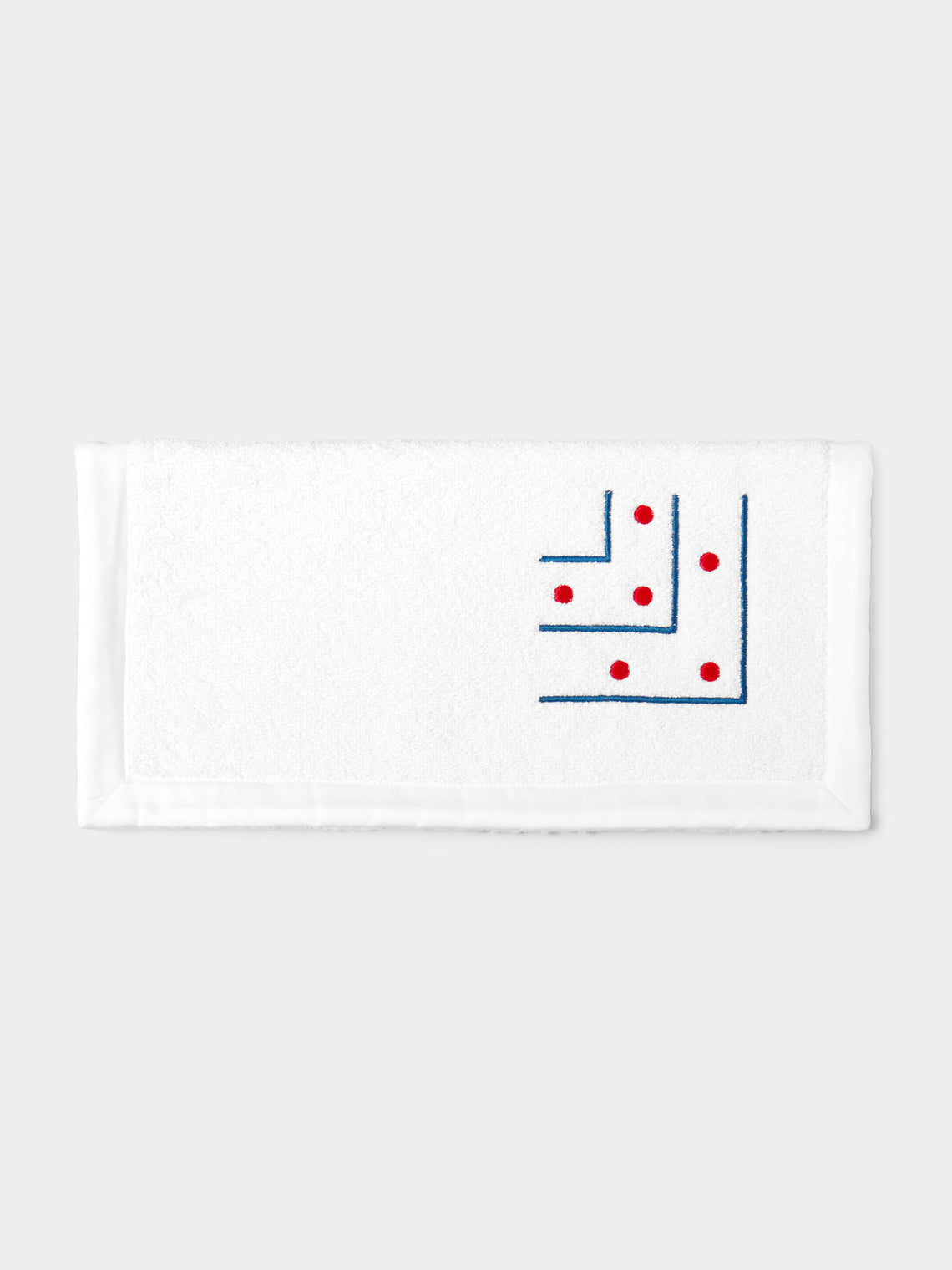 Loretta Caponi - Stripes & Dots Hand-Embroidered Cotton Washcloth -  - ABASK