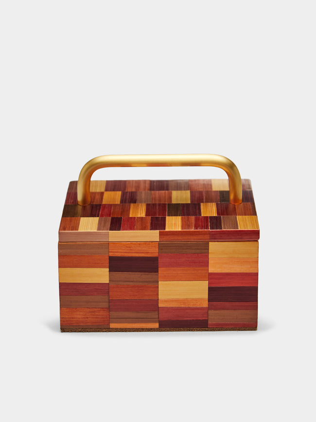 Ruda Studio - Subway Weave Rye Straw Inlay Wood Box -  - ABASK - 