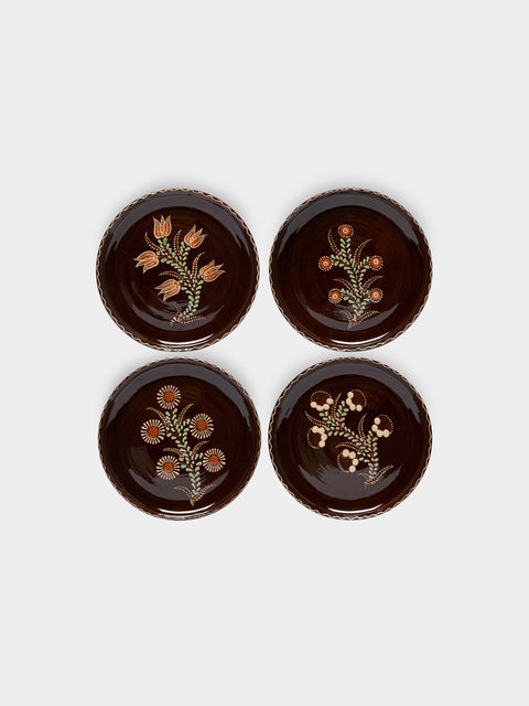 Poterie d’Évires - Flowers Hand-Painted Ceramic Small Plates (Set of 4) -  - ABASK - 