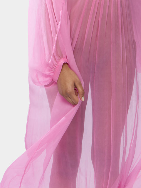 The Hazy Nipple Silk Long Dress | One Size