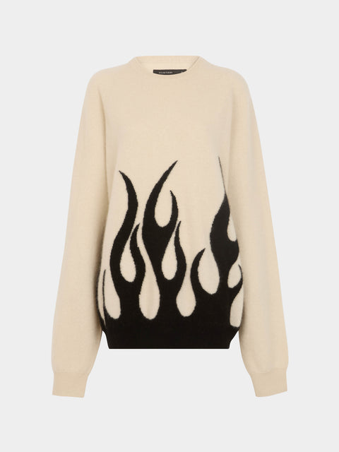 Frenckenberger - Sylvie Fleury Flame Cashmere R-Neck Sweater | Size: S -  - ABASK - 