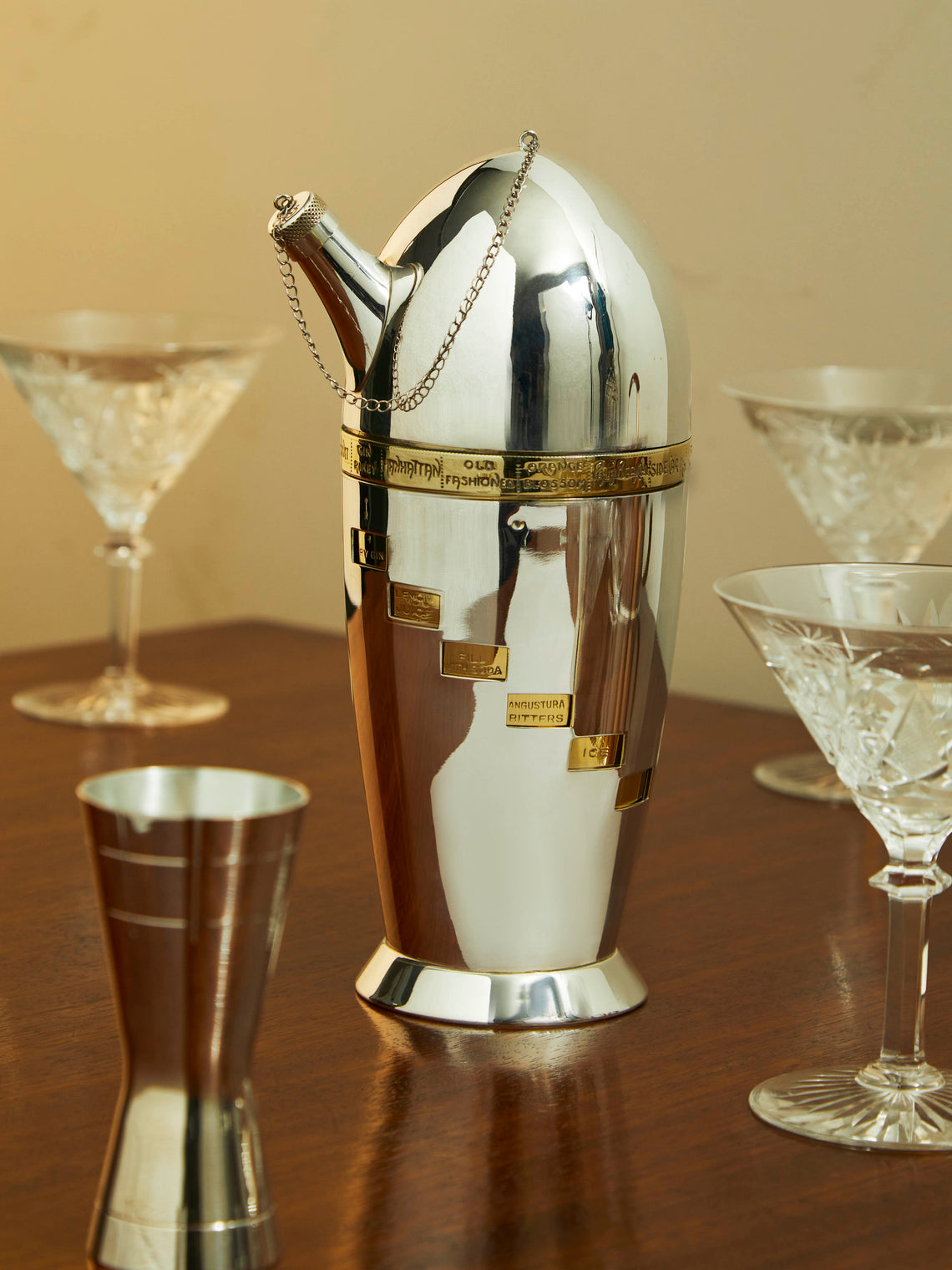 Antique and Vintage - 1930 Menu Silver-Plated Cocktail Shaker -  - ABASK