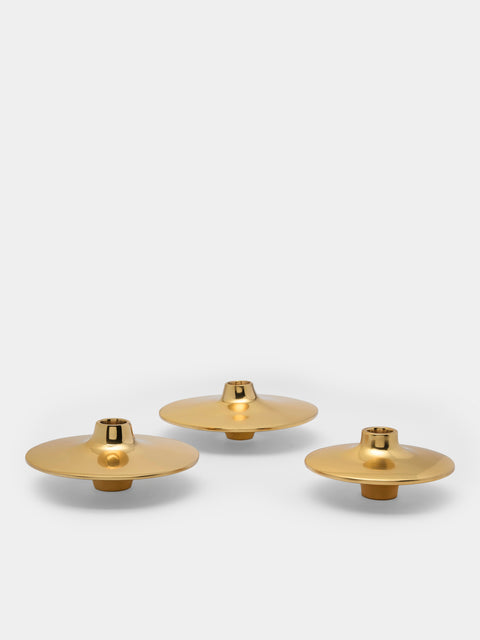 Viya - Spin Brass Candlesticks (Set of 3) -  - ABASK - 