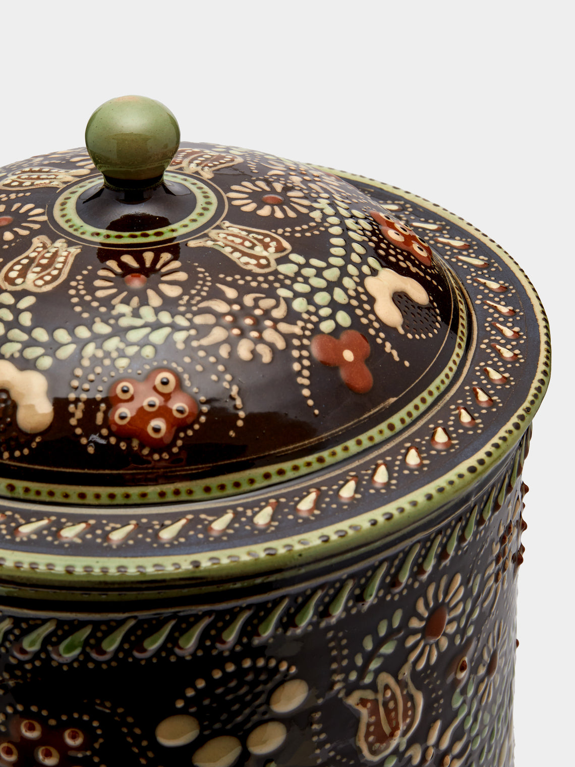 Poterie d’Évires - Flowers Hand-Painted Ceramic Large Lidded Pot -  - ABASK