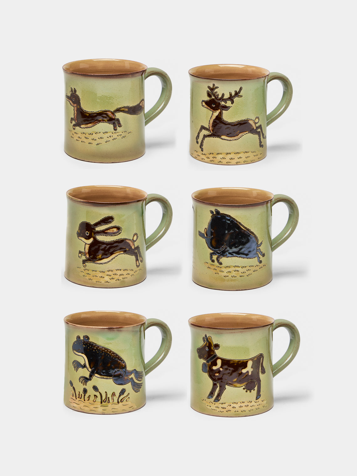 Poterie d’Évires - Animals Hand-Painted Ceramic Mugs (Set of 6) -  - ABASK - 