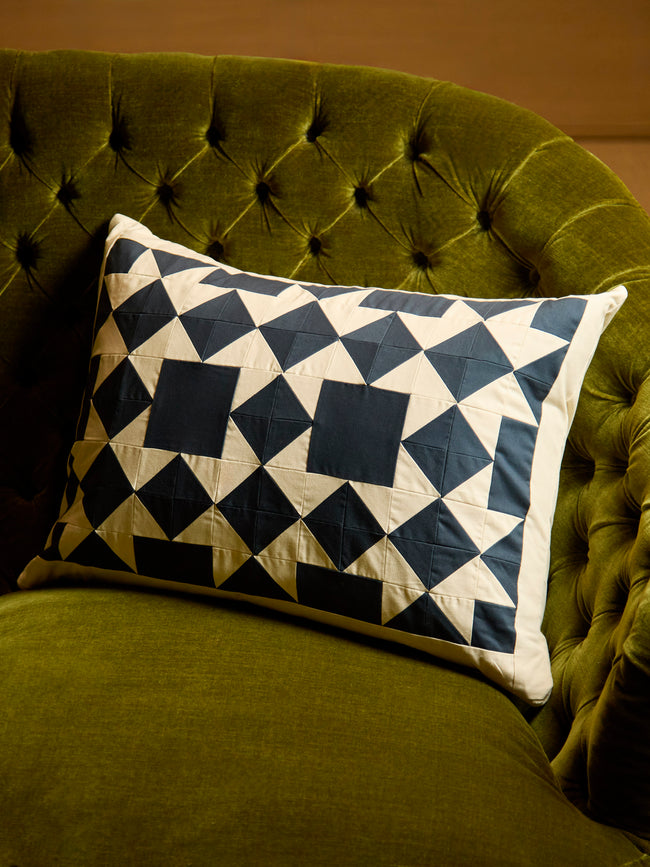 Kate Owen - Blue Star Patchwork Cotton Cushion -  - ABASK