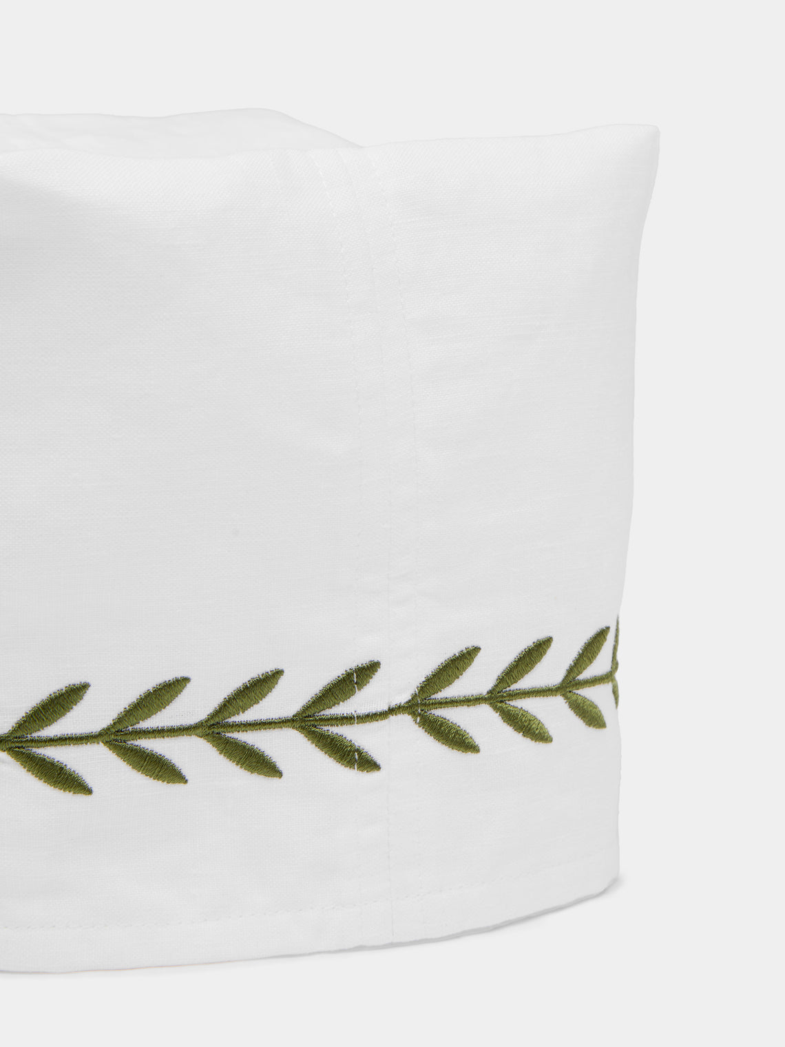 Heirlooms - Laurel Leaf Embroidered Linen Rectangular Tissue Box -  - ABASK