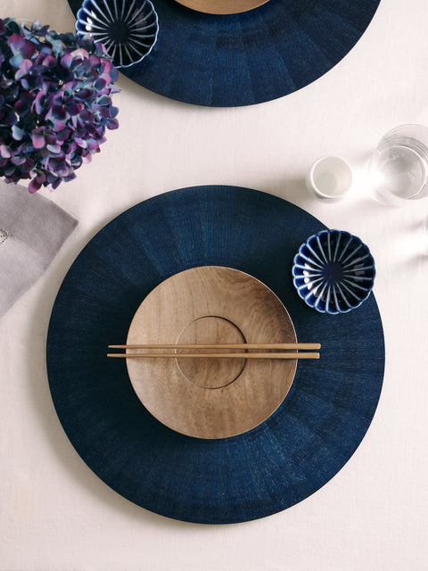 Mori Kougei - Indigo-Dyed Wood Circular Placemats (Set of 2) -  - ABASK