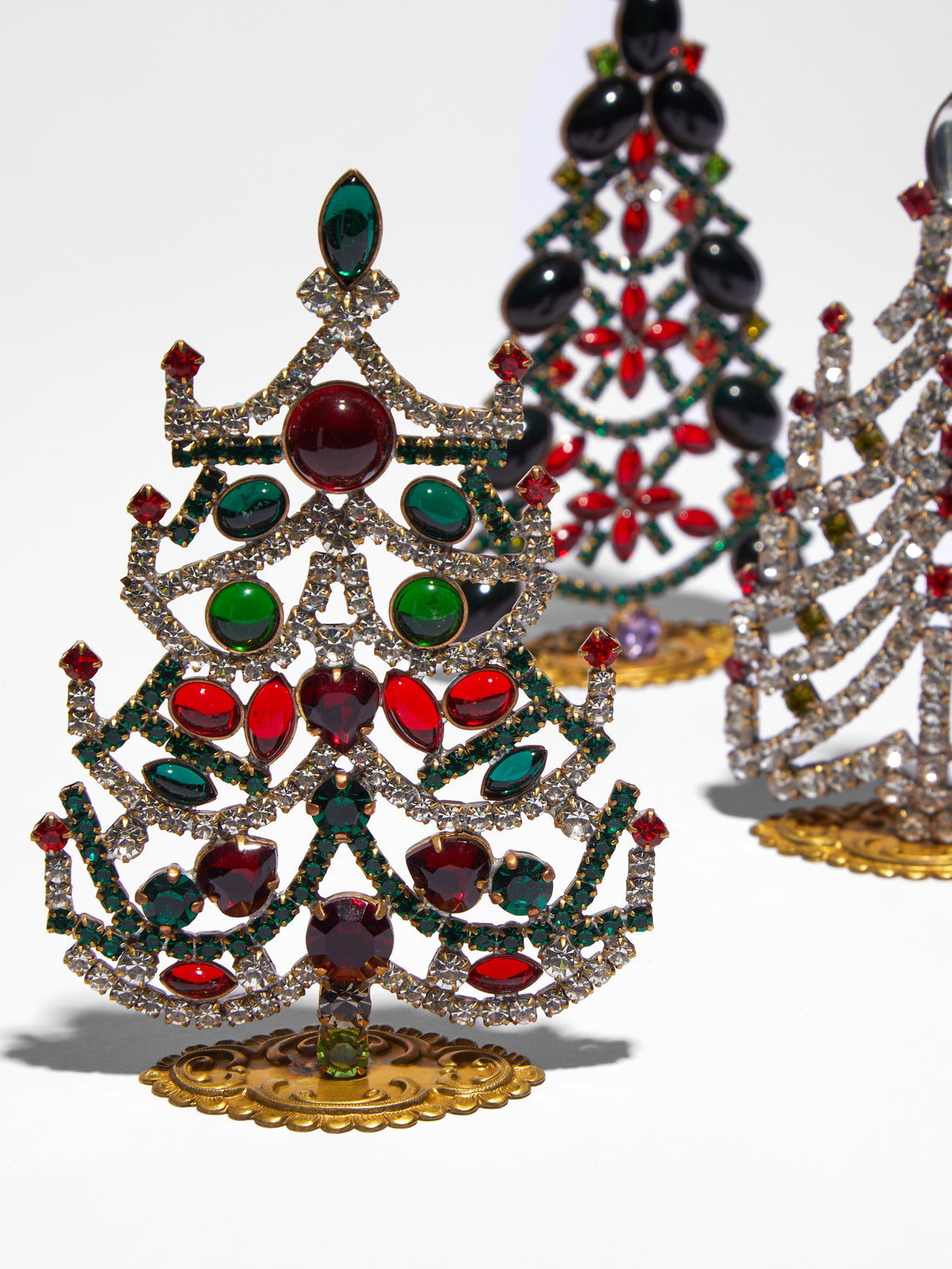 Antique and Vintage - 1930s Czech Jewelled Extra Small Christmas Trees (Set of 3) -  - ABASK