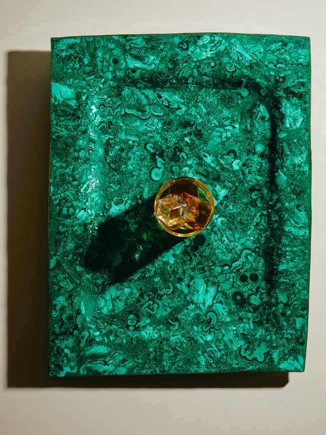 Antique and Vintage - 1950s Malachite and Bronze Platter -  - ABASK