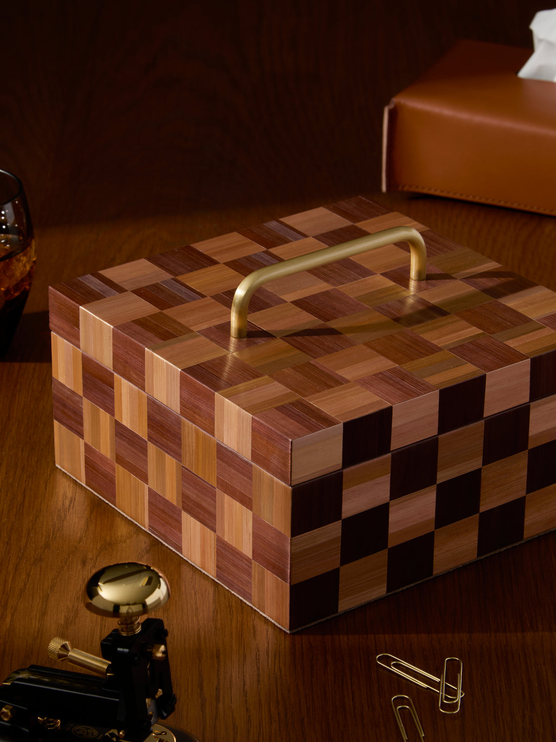 Ruda Studio - Weave Rye Straw Inlay Wood Box -  - ABASK