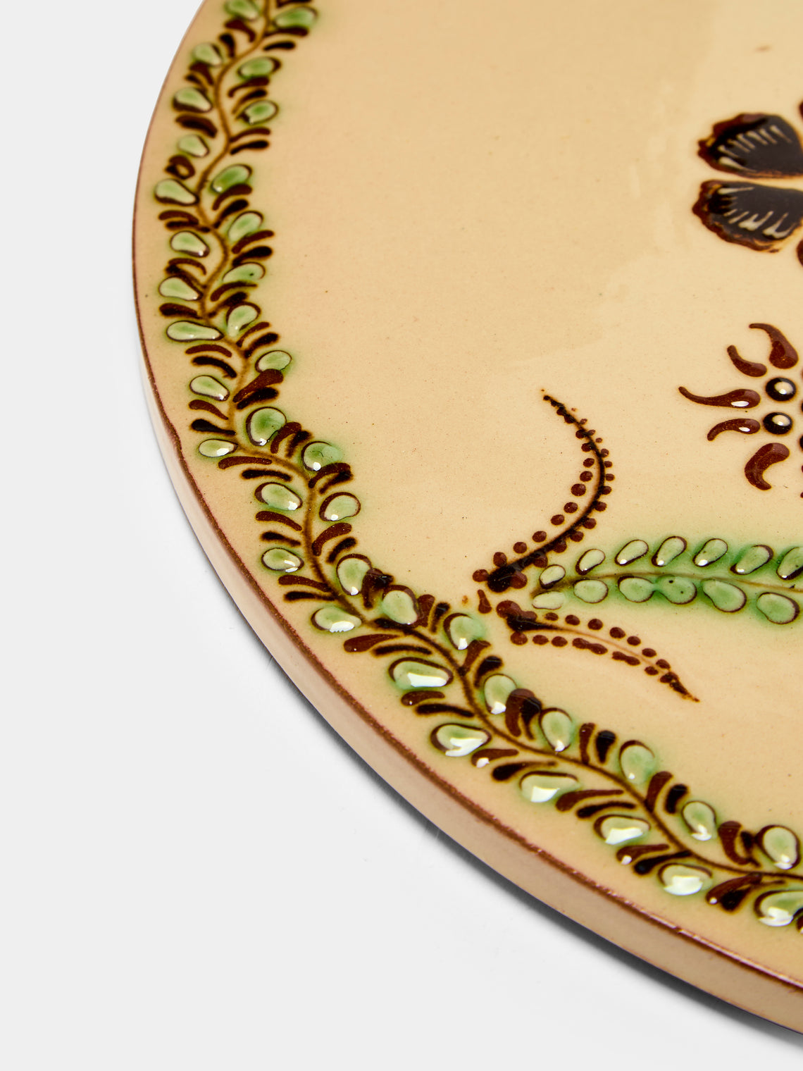 Poterie d’Évires - Flowers Hand-Painted Ceramic Flat Platter -  - ABASK