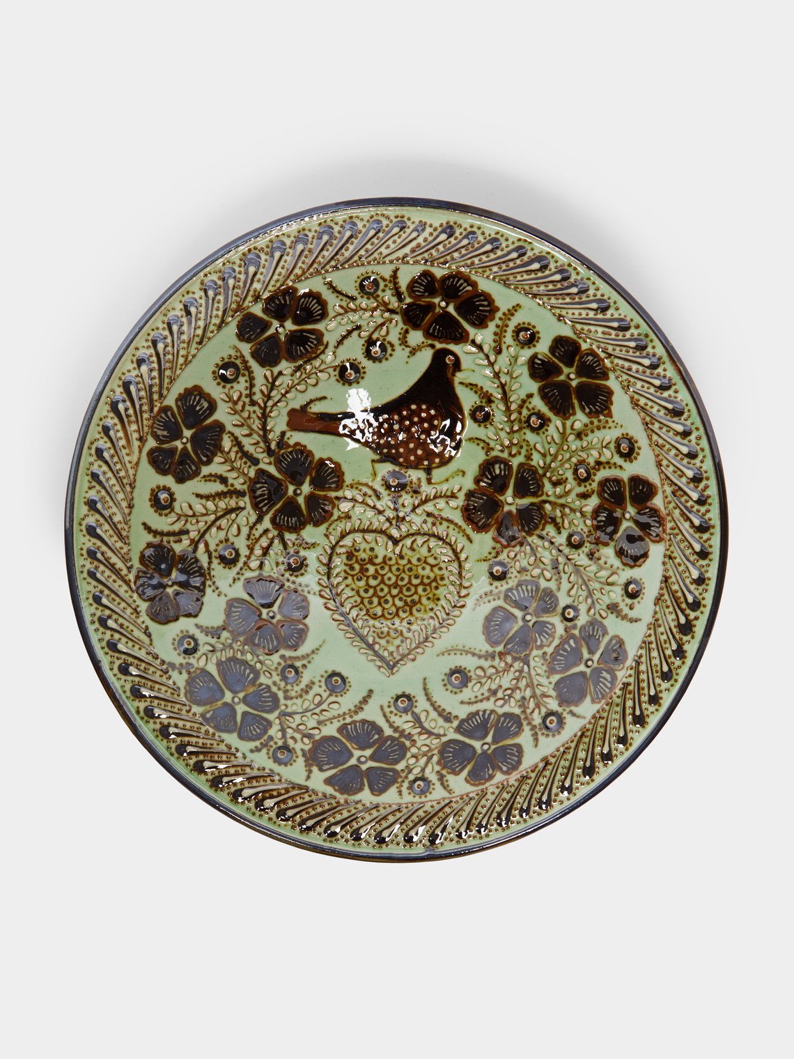 Poterie d’Évires - Birds Hand-Painted Ceramic Large Serving Bowl -  - ABASK