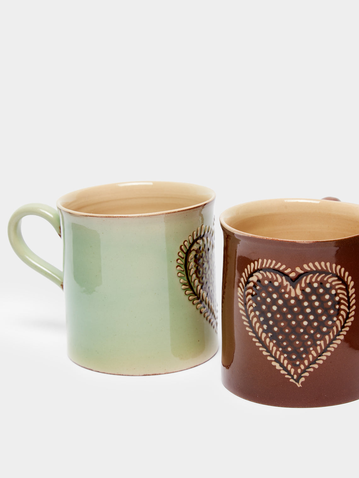 Poterie d’Évires - Heart Hand-Painted Ceramic Mugs (Set of 4) -  - ABASK