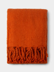 Lena Rewell - Handwoven Solid Mohair Blanket (118in/3m) - Orange - ABASK - 