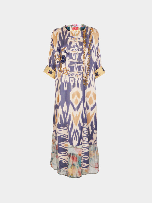 Nazzy Beglari - Hand-Loomed Ikat Silk and Cotton Dress | One Size -  - ABASK - 