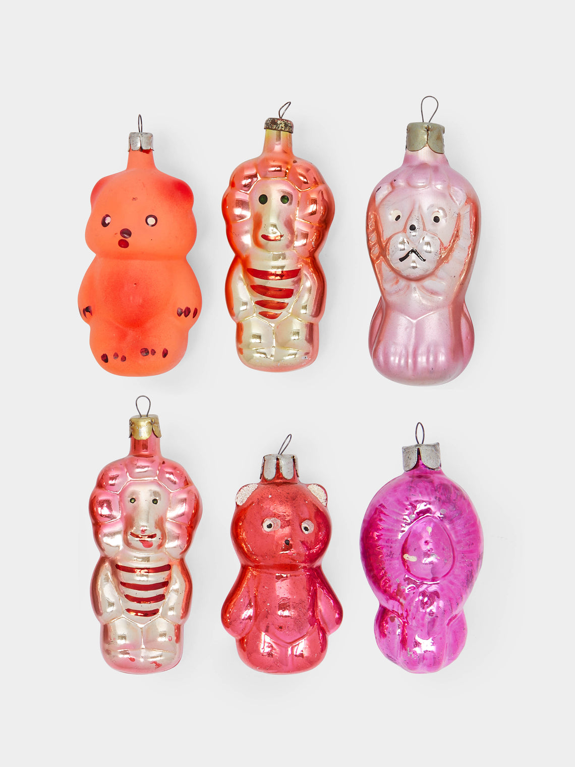 Antique and Vintage - 1950s-1960s Lions, Tigers and Bears Glass Tree Decorations (Set of 6) -  - ABASK - 