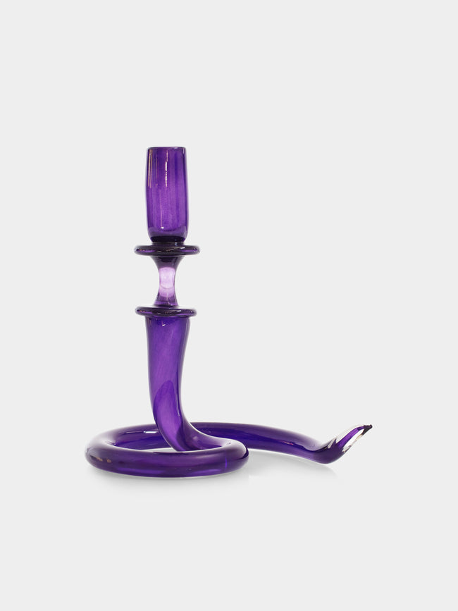 Jeff Zimmerman - Serpentine Hand-Blown Glass Candle Holder -  - ABASK - 