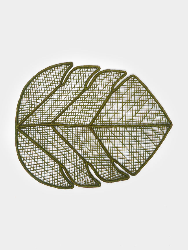 Coro Cora - Leaf Handwoven Iraca Palm Placemats (Set of 4) -  - ABASK - 