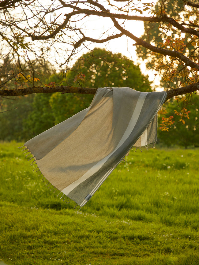 Brunello Cucinelli - Linen Striped Blanket -  - ABASK