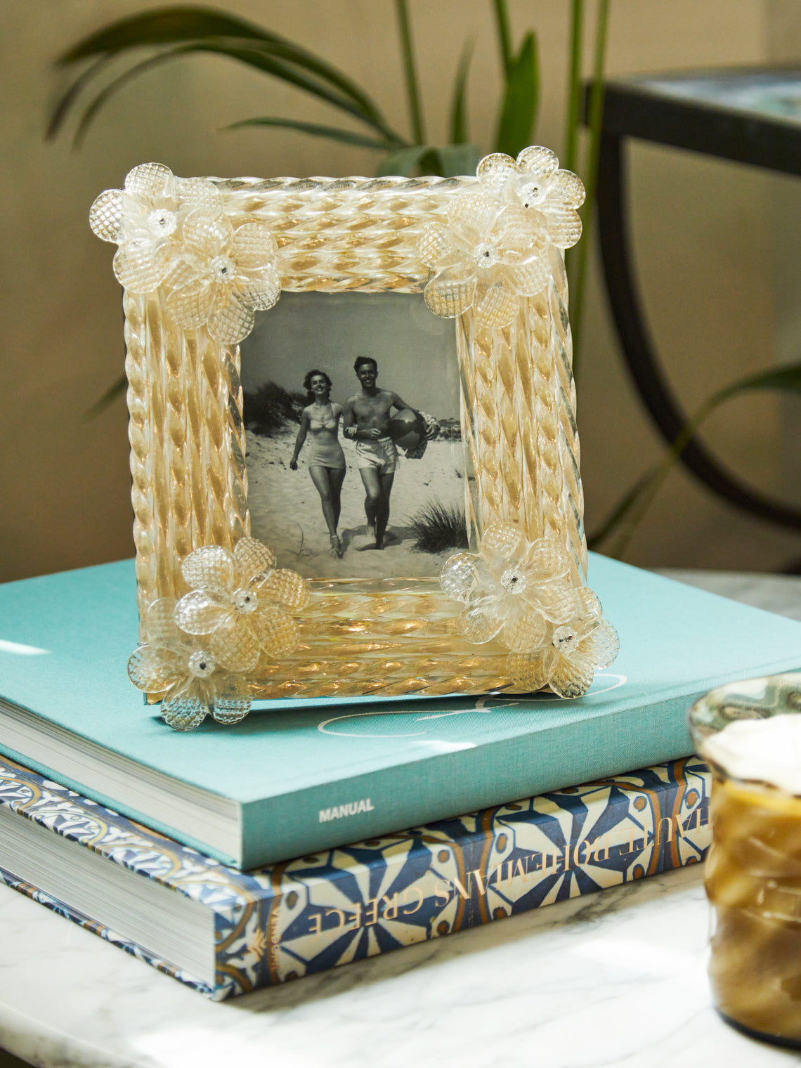 Antique and Vintage - 1970s Murano Glass Floral Photo Frame -  - ABASK