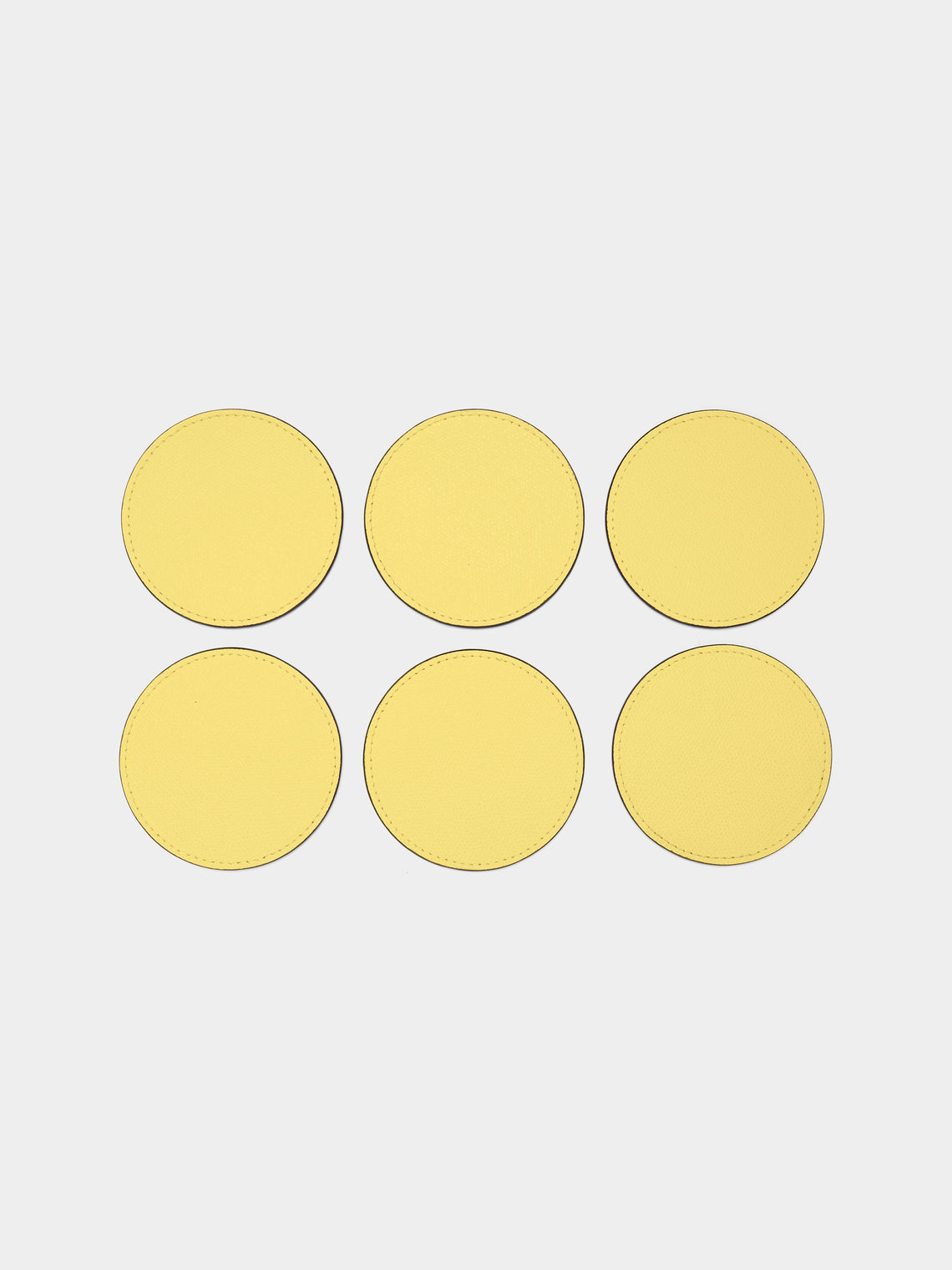 Giobagnara - David Leather Coasters (Set of 6) - Yellow - ABASK