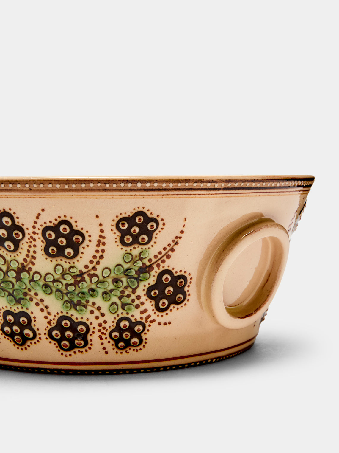 Poterie d’Évires - Flowers Hand-Painted Ceramic Handled Serving Dish -  - ABASK