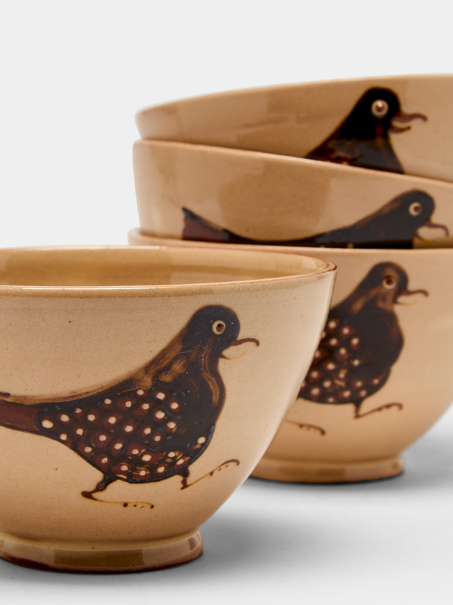 Poterie d’Évires - Birds Hand-Painted Ceramic Cereal Bowls (Set of 4) -  - ABASK