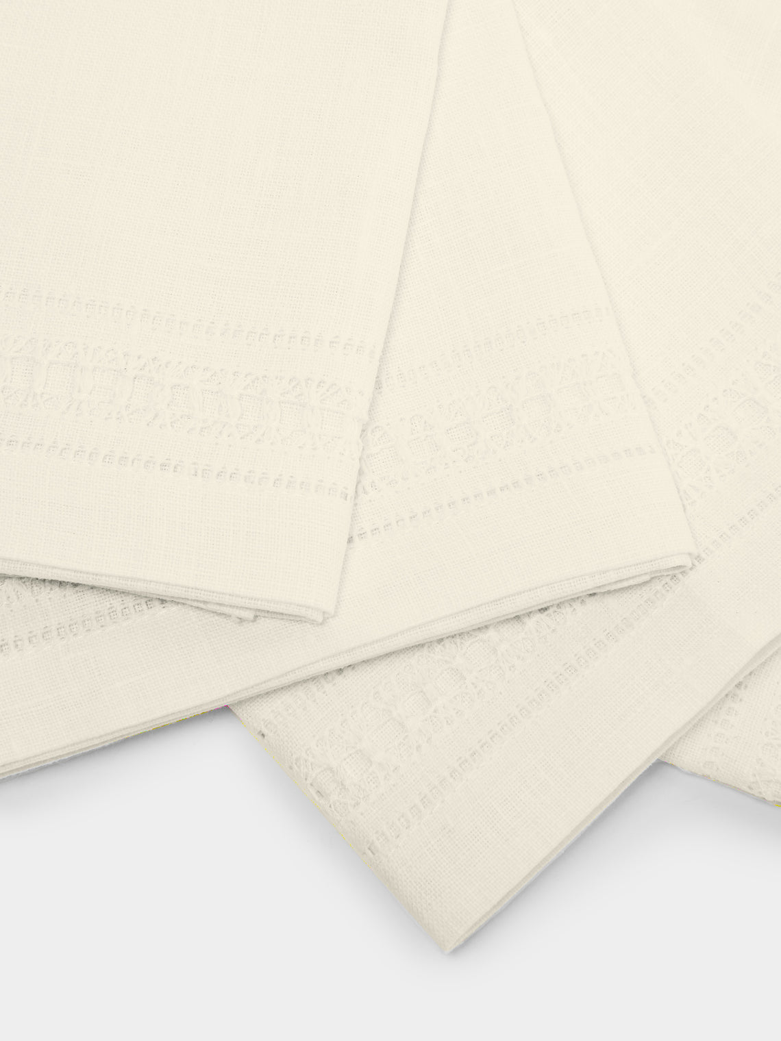 Los Encajeros - Frailes Lace-Appliqué Cotton Guest Towels (Set of 4) -  - ABASK