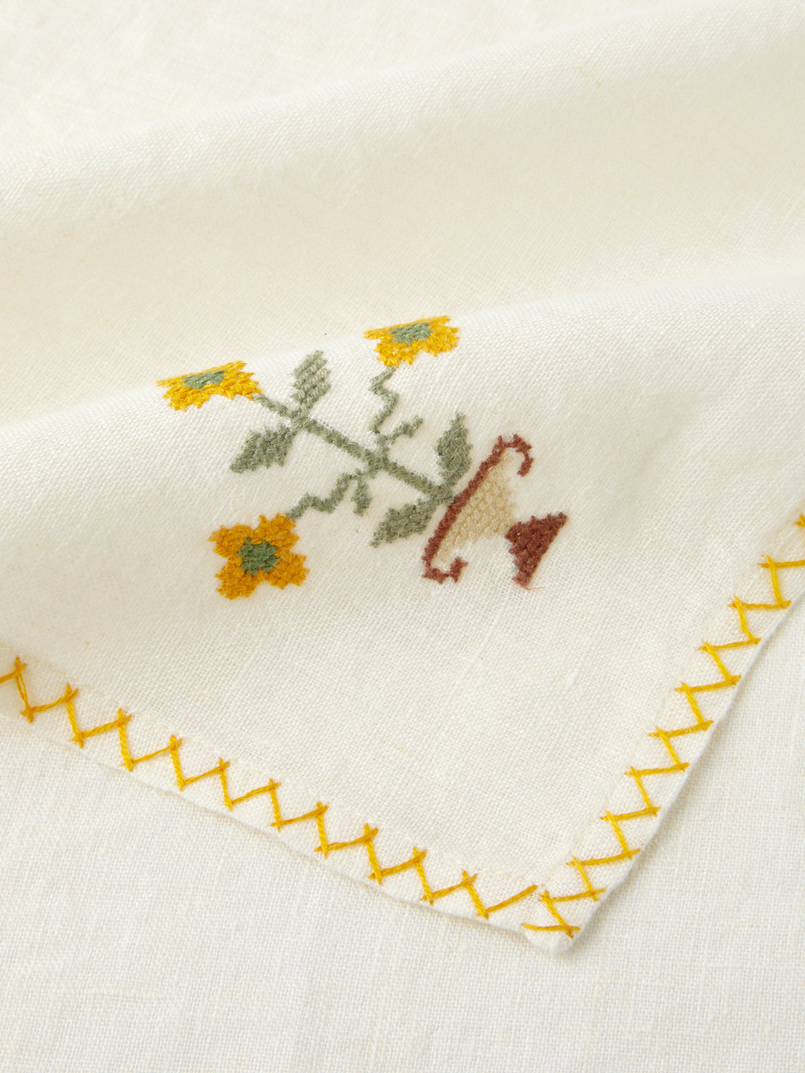 Anut Cairo - Bouquet Hand-Embroidered Linen Napkins (Set of 4) -  - ABASK