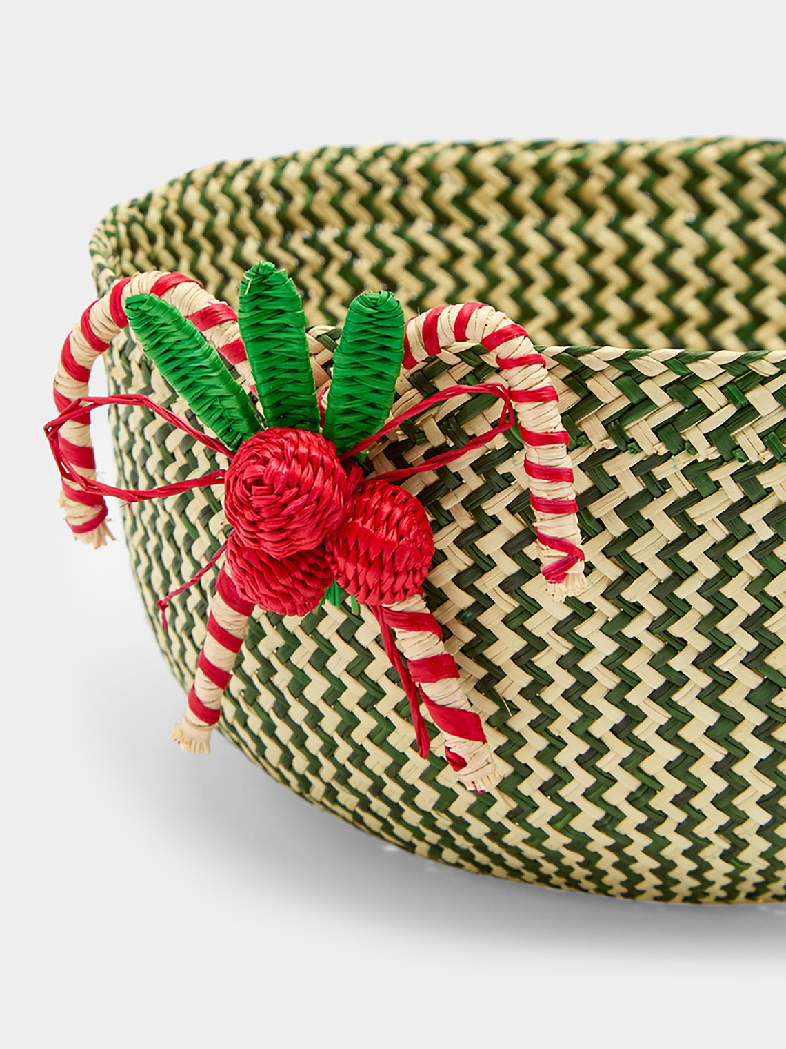 Coro Cora - Candy Canes Handwoven Iraca Palm Bread Baskets (Set of 2) -  - ABASK