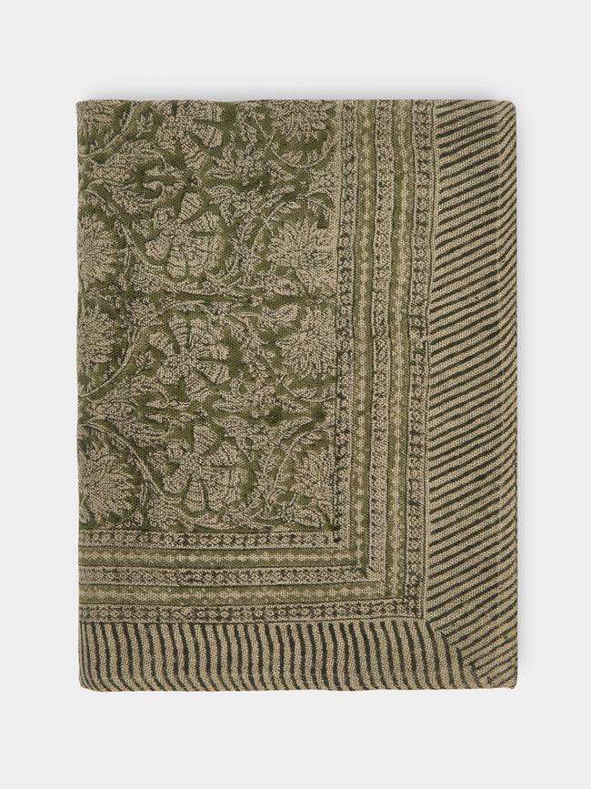 Chamois - Paradise Block-Printed Linen Small Rectangular Tablecloth -  - ABASK - 
