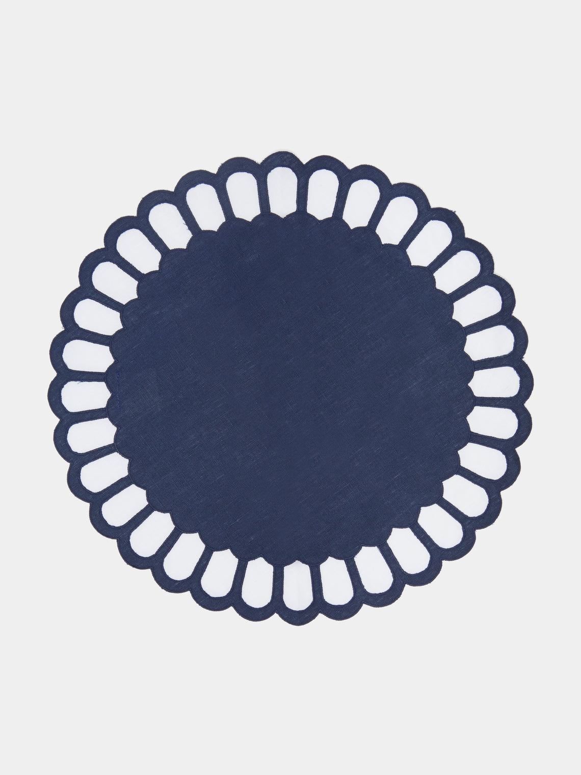 Los Encajeros - Zurbano Embroidered Linen Placemats (Set of 4) - Blue - ABASK - 