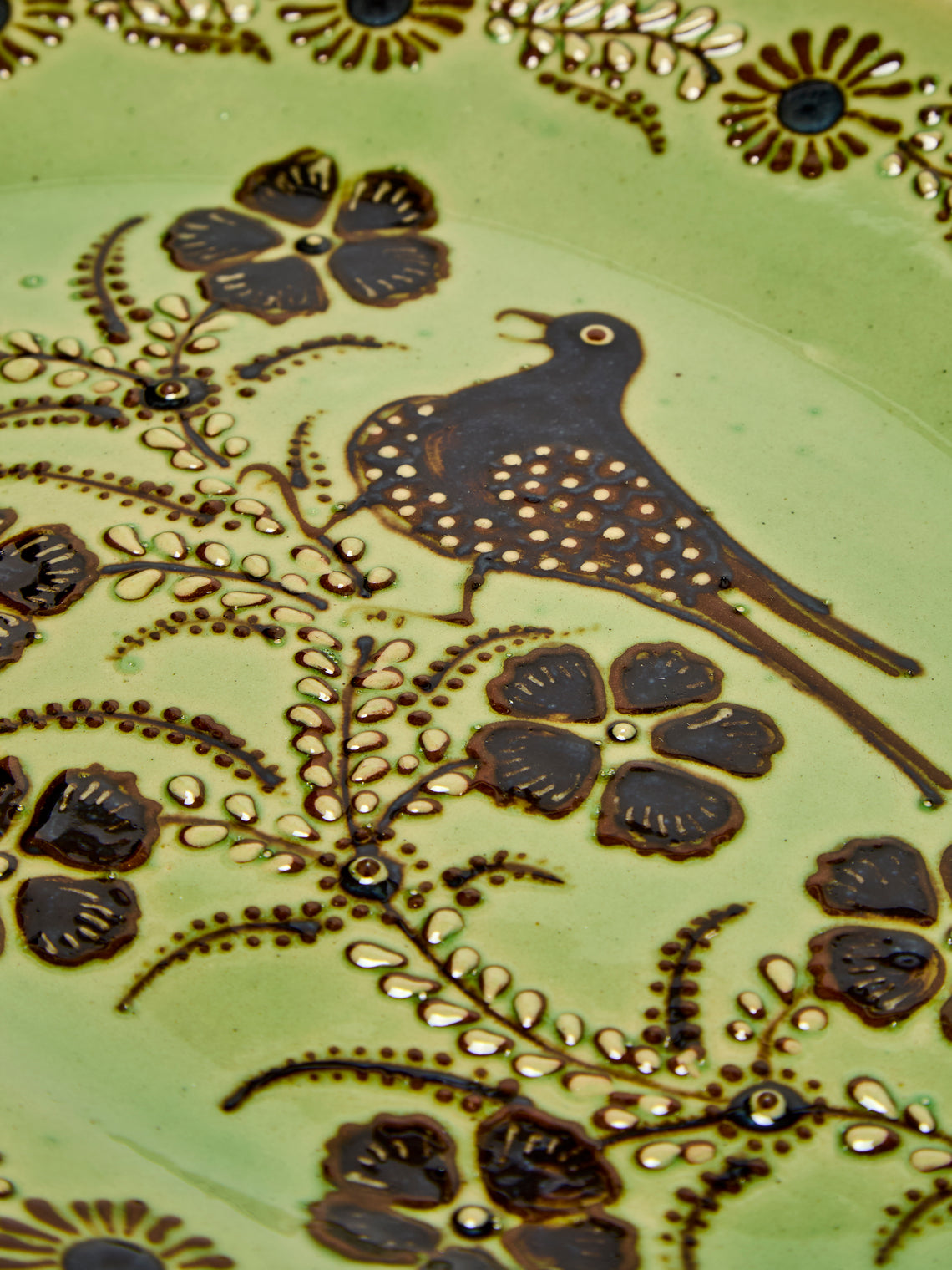 Poterie d’Évires - Birds Hand-Painted Ceramic Oval Platter -  - ABASK