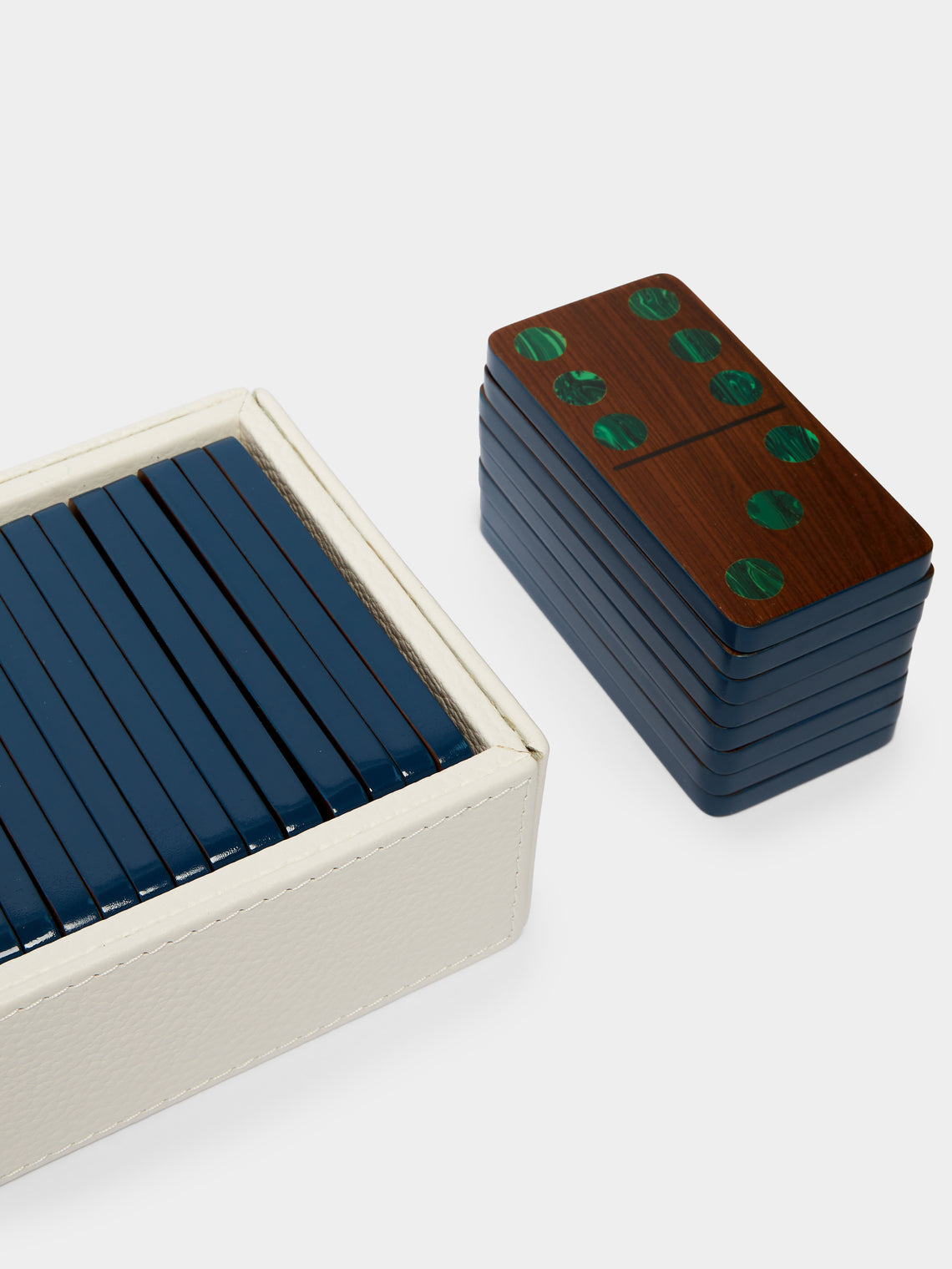 Marcela Cure - Pui Wood and Malachite Dominoes Set -  - ABASK