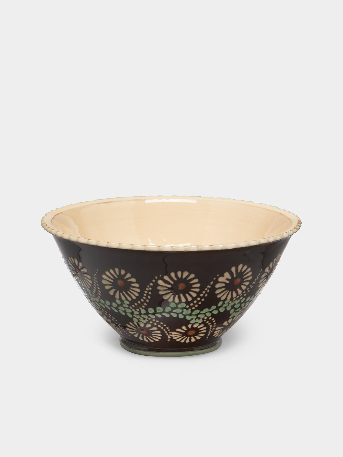 Poterie d’Évires - Flowers Hand-Painted Ceramic Fluted Bowl -  - ABASK - 