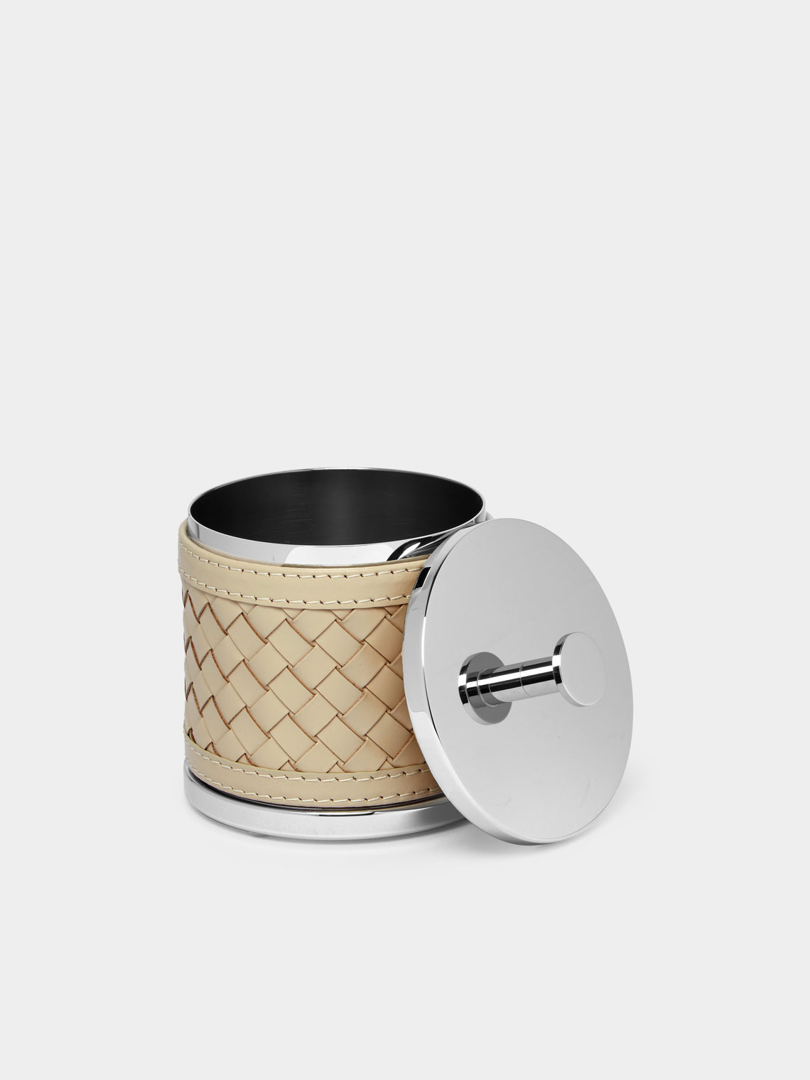 Riviere - Woven Leather Lidded Box - Cream - ABASK