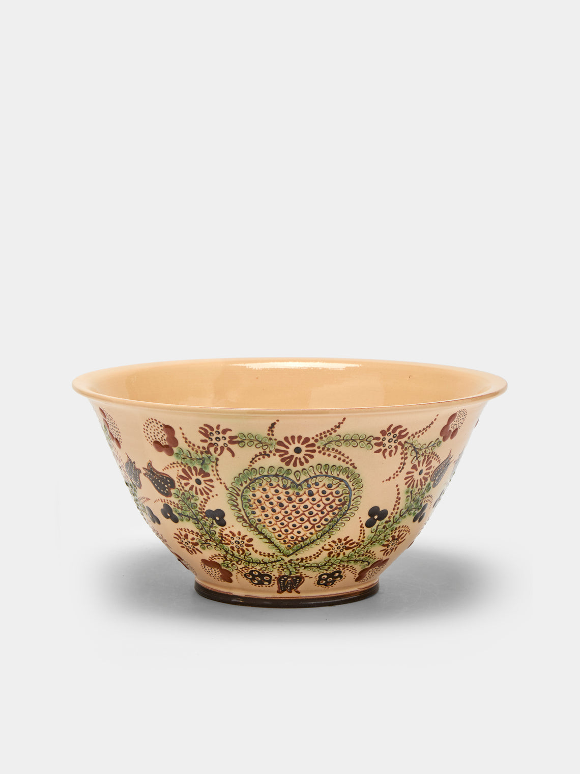 Poterie d’Évires - Hearts Hand-Painted Ceramic Large Salad Bowl -  - ABASK - 