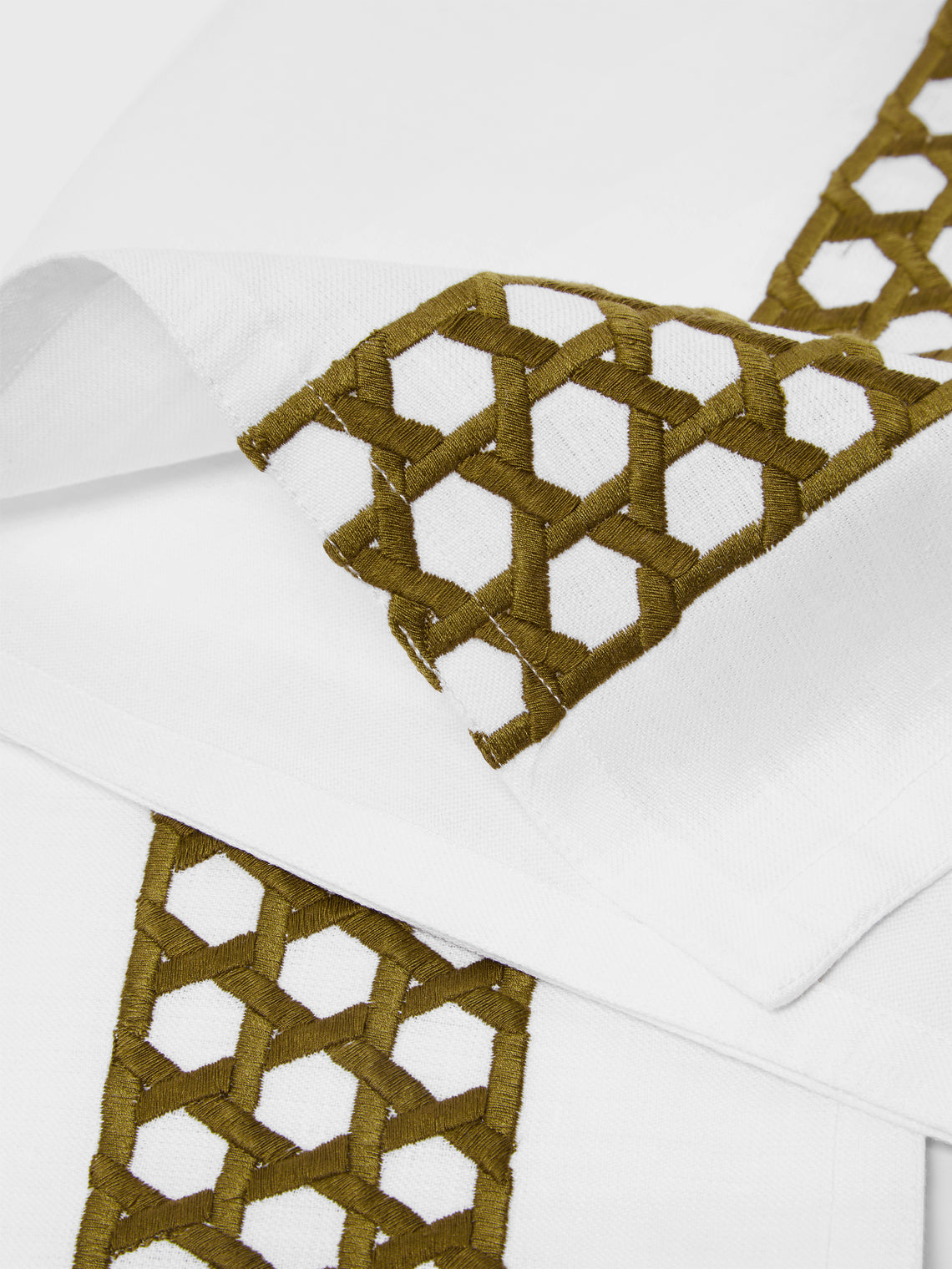 The Table Love - The Rattan Weave Hand-Embroidered Linen Napkins (Set of 4) -  - ABASK