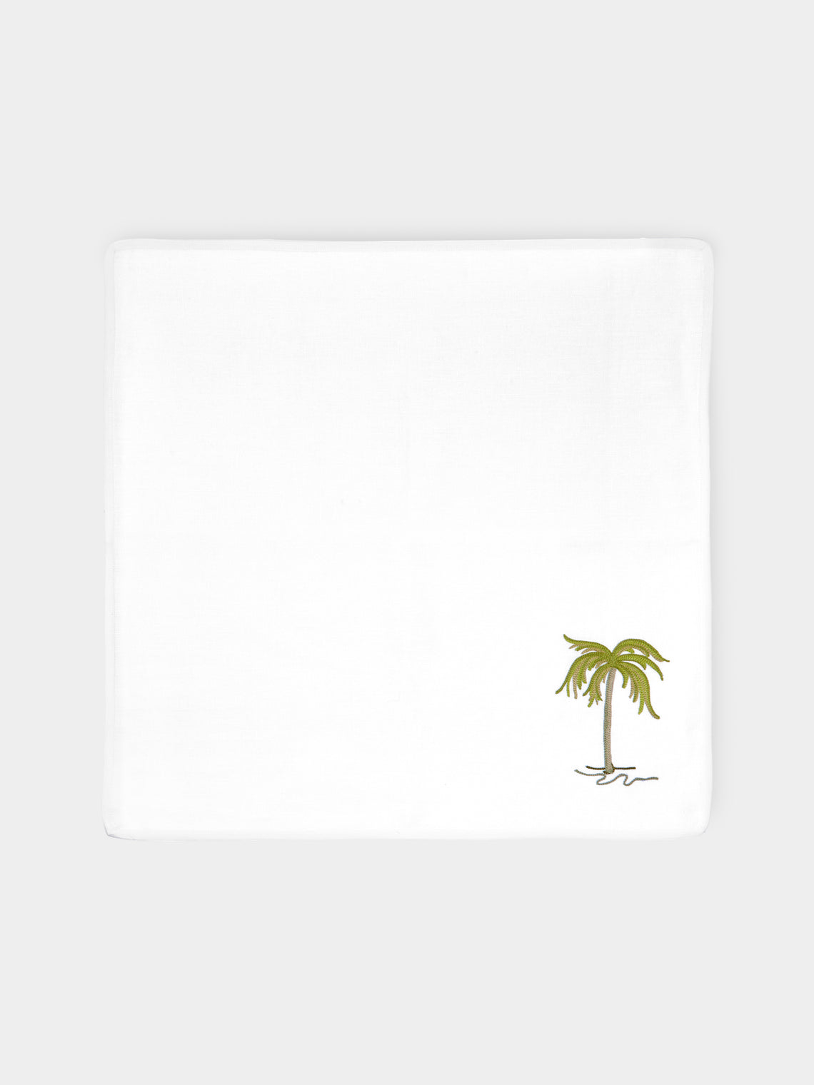 Loretta Caponi - Palm Tree Hand-Embroidered Linen Napkins (Set of 2) -  - ABASK