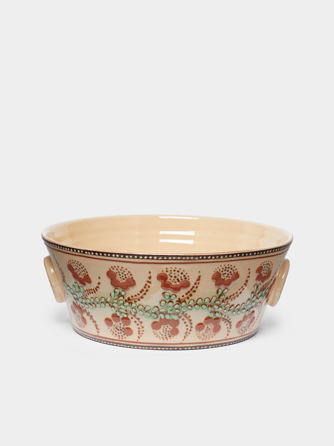 Poterie d’Évires - Flowers Hand-Painted Ceramic Handled Serving Bowl -  - ABASK - 