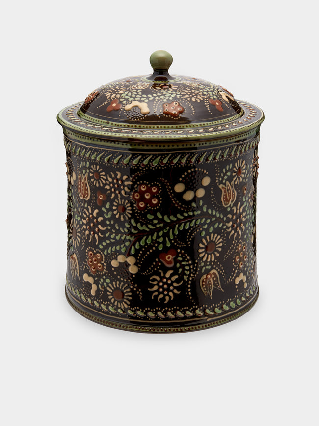 Poterie d’Évires - Flowers Hand-Painted Ceramic Large Lidded Pot -  - ABASK - 